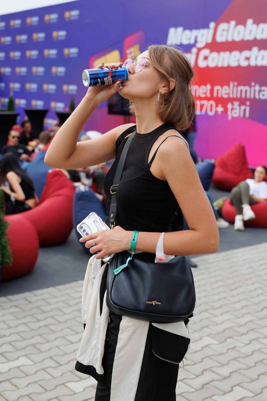 A fan enjoying Barça Energy Drink